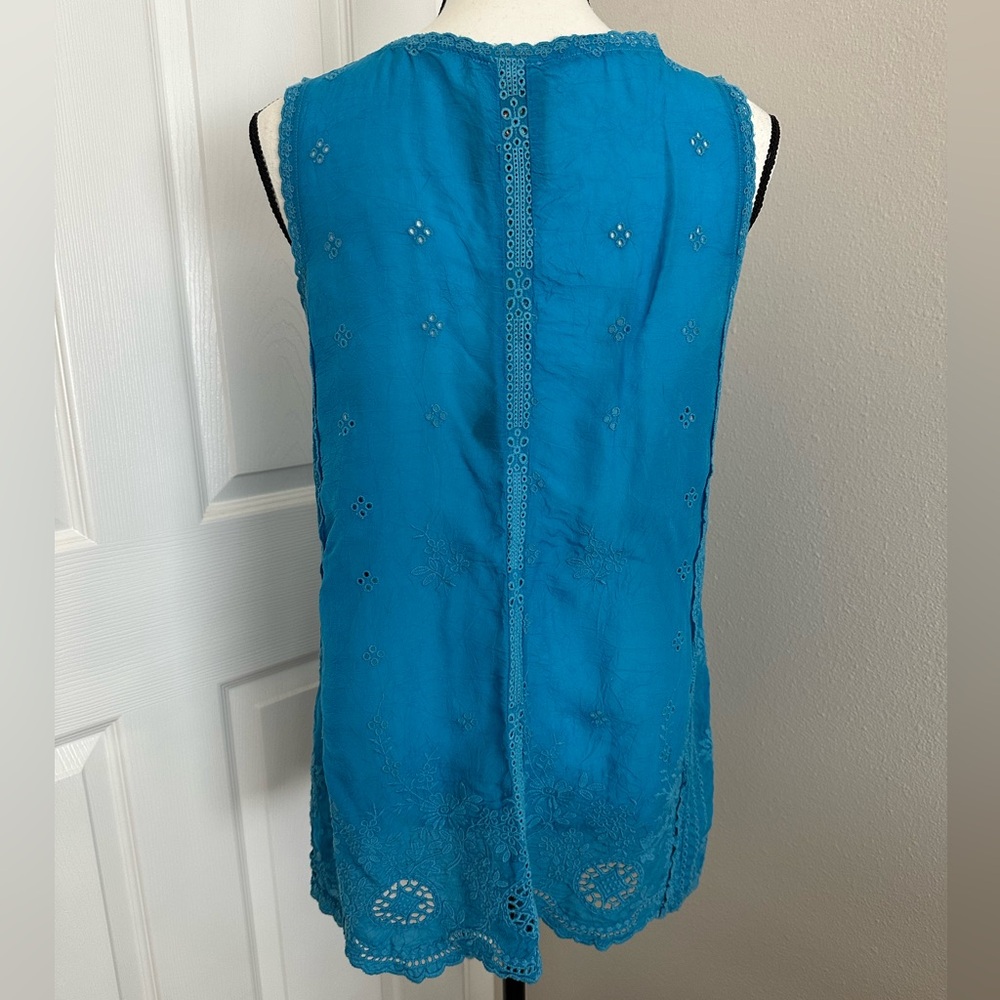 Johnny Was Teal Sleeveless Blouse - Picture 5 of 8
